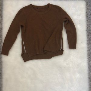 Dark brown sweater with side zippers